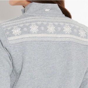 Vineyard Vines Women’s Shep Shirt 1/4 Zip Snowflake Embroidered Gray Size S
